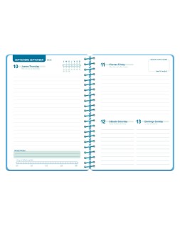 Agenda escolar liderpapel 26-27 espiral classic dia pagina a5 bilingue 70g papel fsc azul