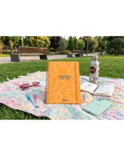 Agenda escolar liderpapel 26-27 espiral classic dia pagina a5 bilingue 70g papel fsc naranja