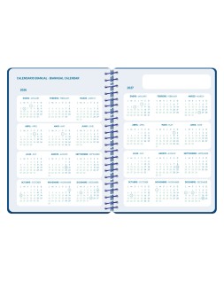 Agenda escolar liderpapel 26-27 espiral classic 2 dias pagina a5 bilingue 70g papel fsc azul marino