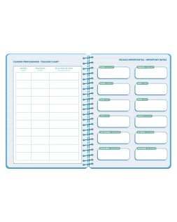Agenda escolar liderpapel 26-27 espiral classic 2 dias pagina a5 bilingue 70g papel fsc azul