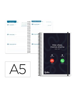 Agenda escolar liderpapel 26-27 espiral personalizable semana vista a5 bilingue 70g papel fsc