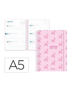 Agenda escolar liderpapel 26-27 espiral petite semana vista a5 bilingue 80g papel fsc rosa