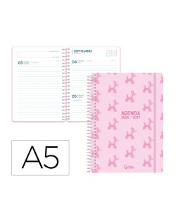 Agenda escolar liderpapel 26-27 espiral petite dia pagina a5 bilingue 80g papel fsc rosa