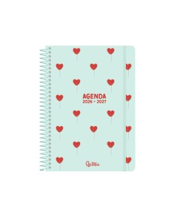 Agenda escolar liderpapel 26-27 espiral petite diseños surtidos bilingüe 80g papel fsc expositor 8 unidades