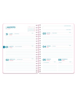 Agenda escolar liderpapel 26-27 espiral petite diseños surtidos bilingüe 80g papel fsc expositor 8 unidades