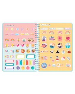 Agenda escolar liderpapel 26-27 espiral cottage dia pagina a5 bilingue 80g papel fsc azul corazones