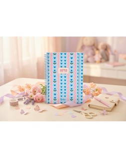 Agenda escolar liderpapel 26-27 espiral cottage dia pagina a5 bilingue 80g papel fsc azul corazones