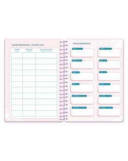 Agenda escolar liderpapel 26-27 espiral cottage semana vista a5 bilingue 80g papel fsc azul fresas