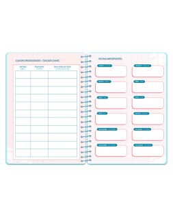 Agenda escolar liderpapel 26-27 espiral cottage semana vista a5 bilingue 80g papel fsc azul corazones
