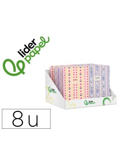 Agenda escolar liderpapel 26-27 espiral cottage diseños surtidos bilingüe 80 g papel fsc expositor 8 unidades