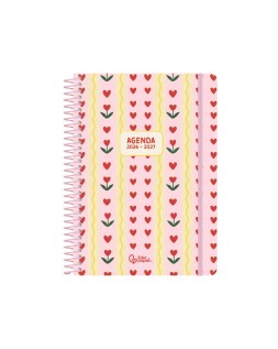 Agenda escolar liderpapel 26-27 espiral cottage diseños surtidos bilingüe 80 g papel fsc expositor 8 unidades