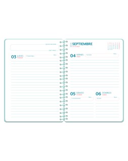 Agenda escolar liderpapel 26-27 espiral save planet dia pagina a5 bilingue 80g papel fsc azul