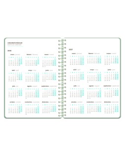 Agenda escolar liderpapel 26-27 espiral military semana vista a5+ bilingue 80g papel fsc verde