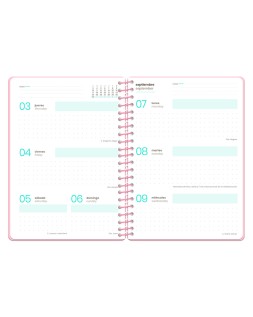 Agenda escolar liderpapel 26-27 espiral military semana vista a5+ bilingue 80g papel fsc rosa