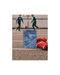 Agenda escolar liderpapel 26-27 espiral military dia pagina a5+ bilingue 80g papel fsc azul marino