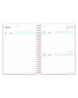 Agenda escolar liderpapel 26-27 espiral military dia pagina a5+ bilingue 80g papel fsc rosa