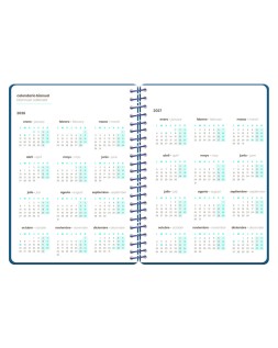 Agenda escolar liderpapel 26-27 espiral military semana vista a6+ bilingue 80g papel fsc azul marino