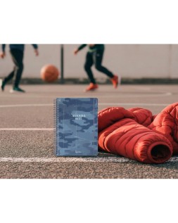 Agenda escolar liderpapel 26-27 espiral military semana vista a6+ bilingue 80g papel fsc azul marino