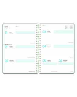 Agenda escolar liderpapel 26-27 espiral military semana vista a6+ bilingue 80g papel fsc verde