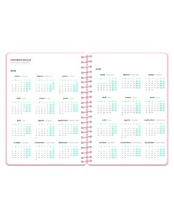 Agenda escolar liderpapel 26-27 espiral military semana vista a6+ bilingue 80g papel fsc rosa