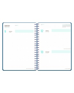 Agenda escolar liderpapel 26-27 espiral military dia pagina a6+ bilingue 80g papel fsc azul