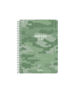 Agenda escolar liderpapel 26-27 espiral military diseñossurtidos bilingüe 80g papel fsc expositor 12 unidades