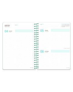 Agenda escolar liderpapel 26-27 espiral flowers dia pagina a6+ bilingue 80g papel fsc blanco