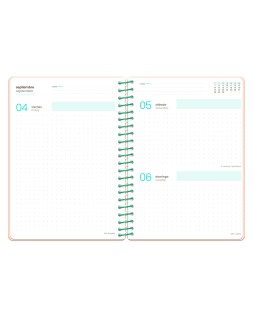 Agenda escolar liderpapel 26-27 espiral flowers dia pagina a6+ bilingue 80g papel fsc rojo