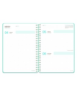 Agenda escolar liderpapel 26-27 espiral flowers dia pagina a6+ bilingue 80g papel fsc azul