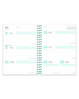Agenda escolar liderpapel 26-27 espiral flowers semana vista a6+ bilingue 80g papel fsc blanco