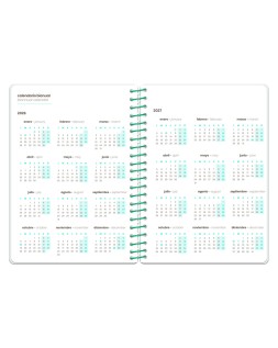 Agenda escolar liderpapel 26-27 espiral flowers semana vista a6+ bilingue 80g papel fsc blanco