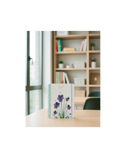 Agenda escolar liderpapel 26-27 espiral flowers semana vista a6+ bilingue 80g papel fsc blanco