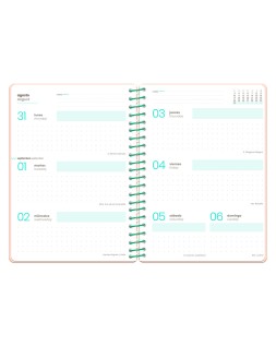 Agenda escolar liderpapel 26-27 espiral flowers semana vista a6+ bilingue 80g papel fsc rojo