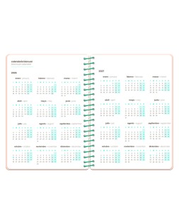 Agenda escolar liderpapel 26-27 espiral flowers semana vista a6+ bilingue 80g papel fsc rojo