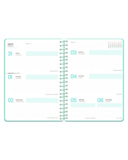 Agenda escolar liderpapel 26-27 espiral fantasy d semanavista a6+ bilingue 80g papel fsc azul