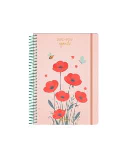 Agenda escolar liderpapel 26-27 espiral flowers diseños surtidos bilingüe 80g papel fsc expositor 9 unidades