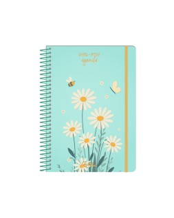 Agenda escolar liderpapel 26-27 espiral flowers diseños surtidos bilingüe 80g papel fsc expositor 9 unidades