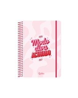 Agenda escolar liderpapel 26-27 espiral mix 2 diseños surtidos bilingüe 80g papel fsc expositor 14 unidades