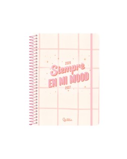 Agenda escolar liderpapel 26-27 espiral mix 2 diseños surtidos bilingüe 80g papel fsc expositor 14 unidades