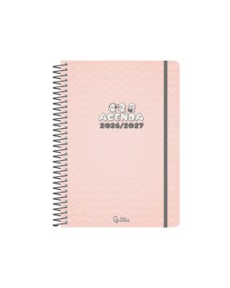 Agenda escolar liderpapel 26-27 espiral mix 2 diseños surtidos bilingüe 80g papel fsc expositor 14 unidades