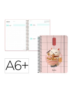Agenda escolar liderpapel 26-27 espiral oriental dia pagina a6+ bilingue 80g papel fsc gato