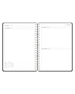 Agenda escolar antartik 26-27 espiral essentials dia pagina a5+ bilingue 80g papel fsc negro