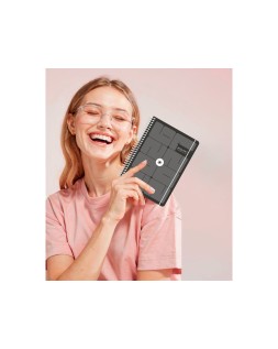 Agenda escolar antartik 26-27 espiral essentials dia pagina a5+ bilingue 80g papel fsc negro