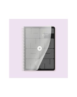 Agenda escolar antartik 26-27 espiral essentials dia pagina a5+ bilingue 80g papel fsc negro