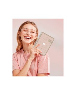 Agenda escolar antartik 26-27 espiral essentials dia pagina a5+ bilingue 80g papel fsc morado