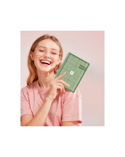 Agenda escolar antartik 26-27 espiral essentials dia pagina a5+ bilingue 80g papel fsc rosa