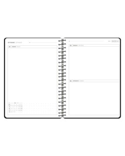Agenda escolar antartik 26-27 espiral pack and go dia pagina a5+ bilingue 80g papel fsc negro