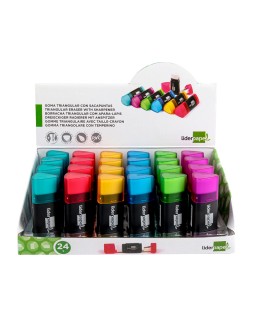 Goma de borrar liderpapel triangular con sacapuntas