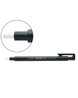 Portagomas tombow mono zero con clip goma redonda 2,3 mm diametro color negro