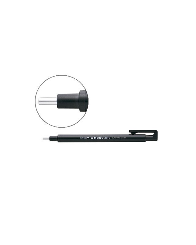 Portagomas tombow mono zero con clip goma redonda 2,3 mm diametro color negro